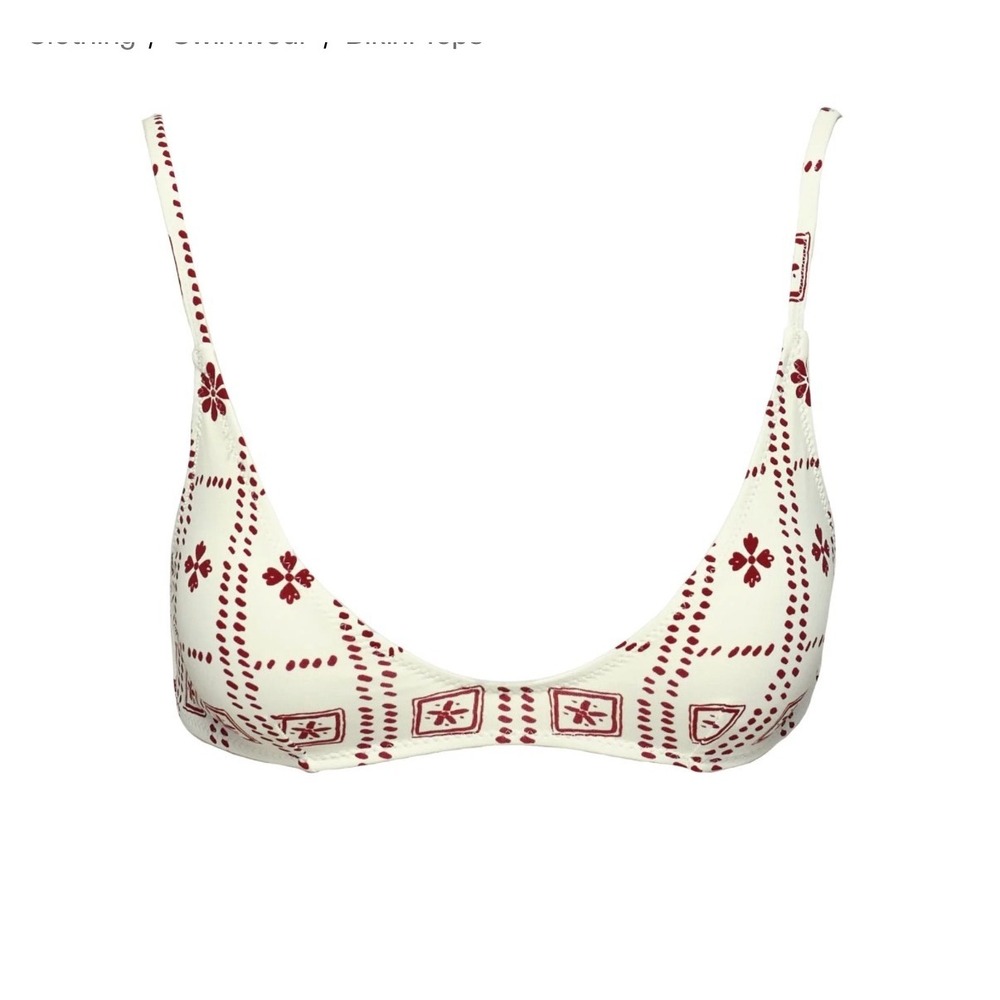 Princess Polly Keyton Bikini Top White Red Floral US 8 NWT